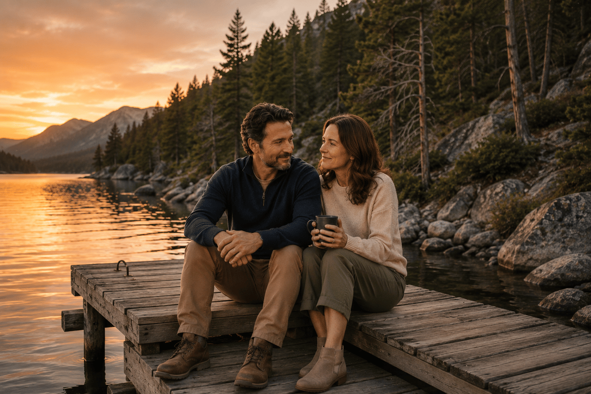 A couple enjoying warmth and connection together